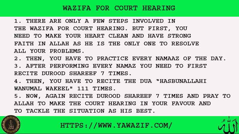 5 Amazing Wazifa For Court Hearing