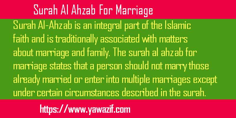 Surah Al Ahzab For Marriage
