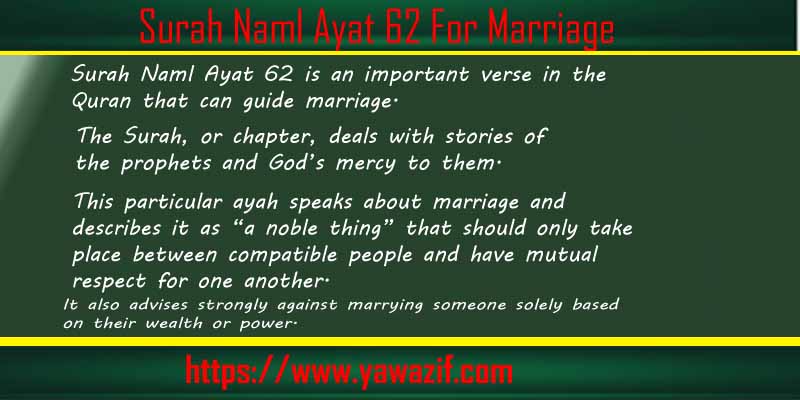 Surah Naml Ayat 62 For Marriage